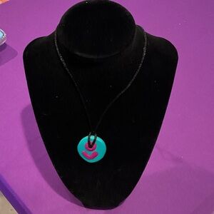 Teal and Pink Pendant Necklace